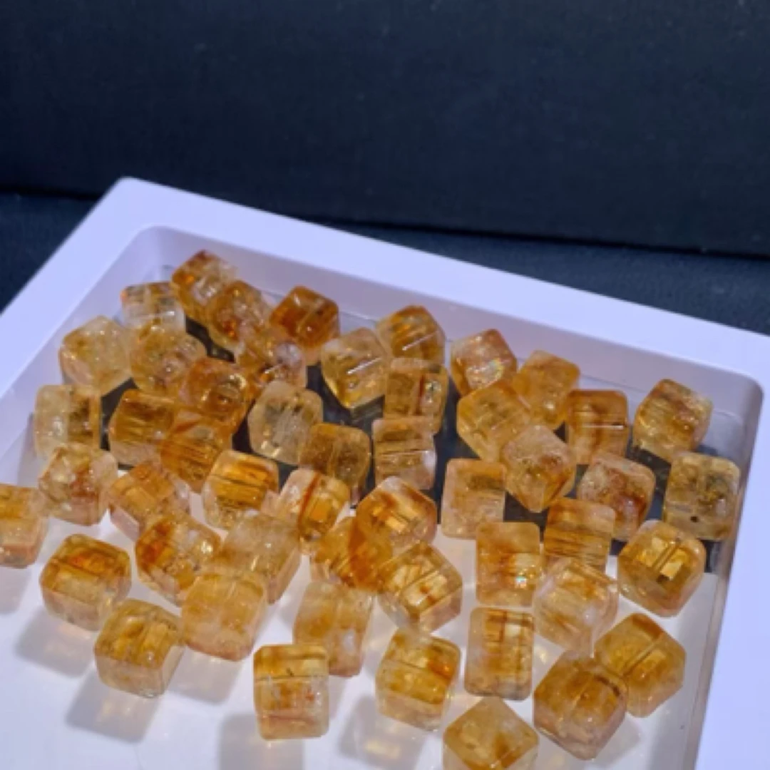 天然黄塔晶黄水晶方糖配件配饰DIY小众雕刻件手串手链项链吊坠