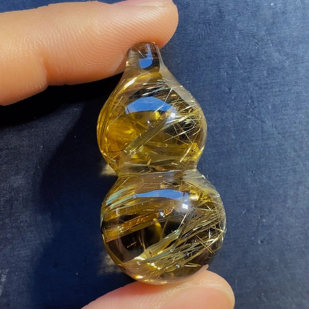 水晶颈饰未镶嵌天然钛晶葫芦吊坠