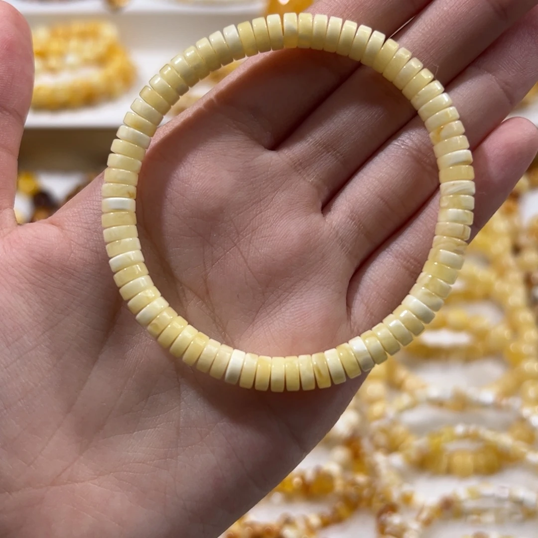琥珀未镶嵌珠宝奇石浓蜡药片手串
