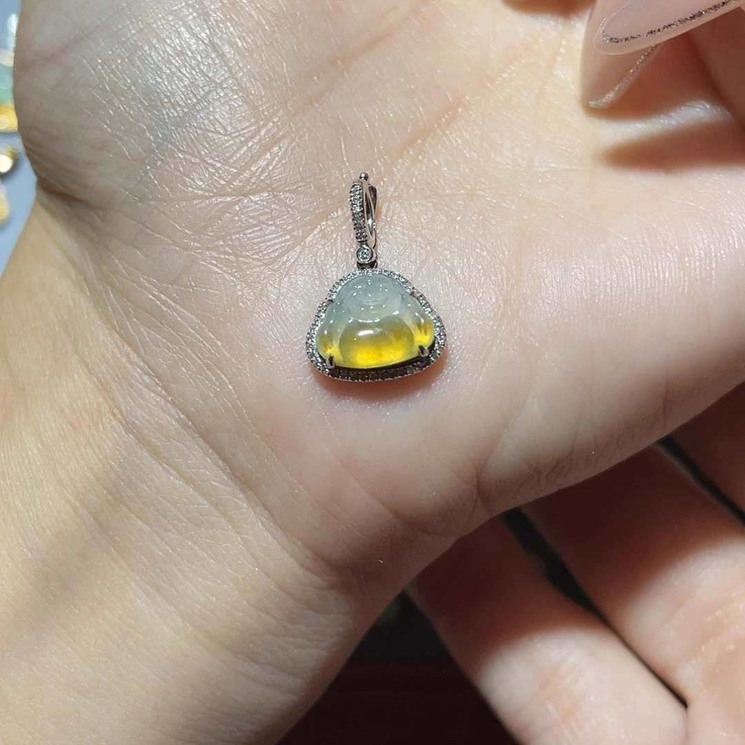 吊坠(不含链)18K金镶嵌翡翠