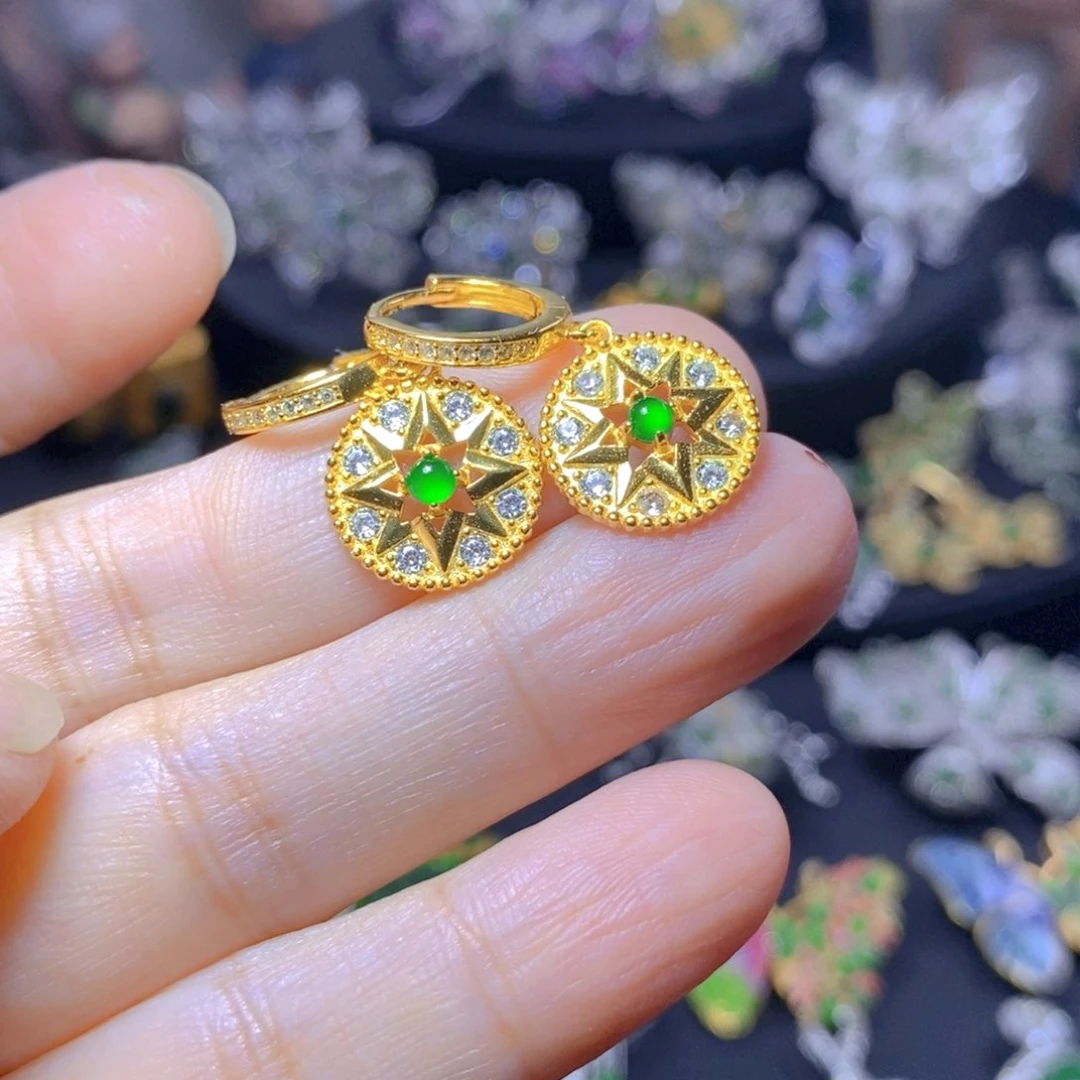 翡翠银S925镶嵌吊坠(不含链)天然翡翠