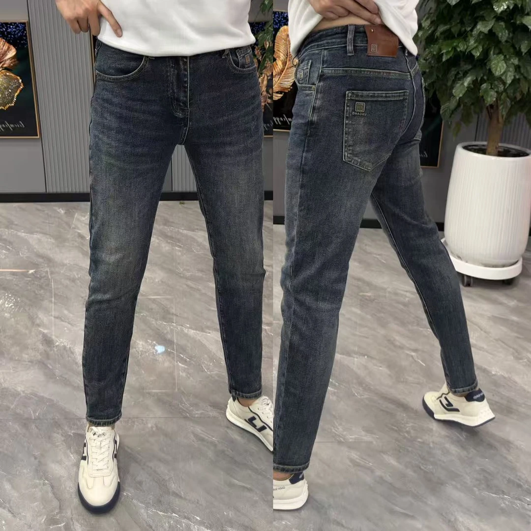 牛仔裤男秋季新款时尚修身小脚裤男显瘦百搭休闲长裤男简约舒适帅