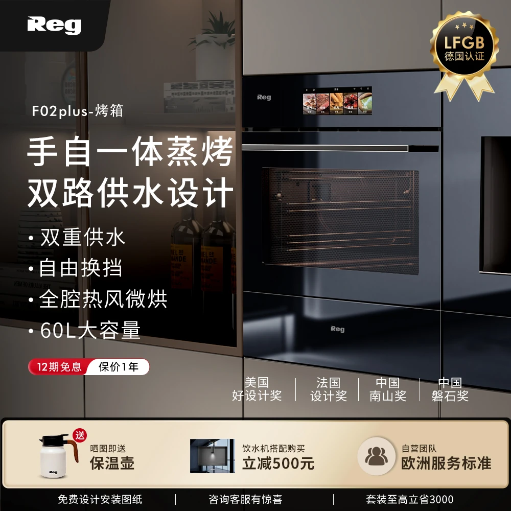 REG/雷哲REG雷哲F02 PLUS嵌入式蒸烤箱家用蒸烤一体机全自动进水