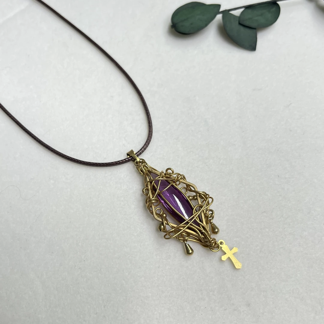 全新未使用  【六六中古】孤品复古合成宝石项链aw9736