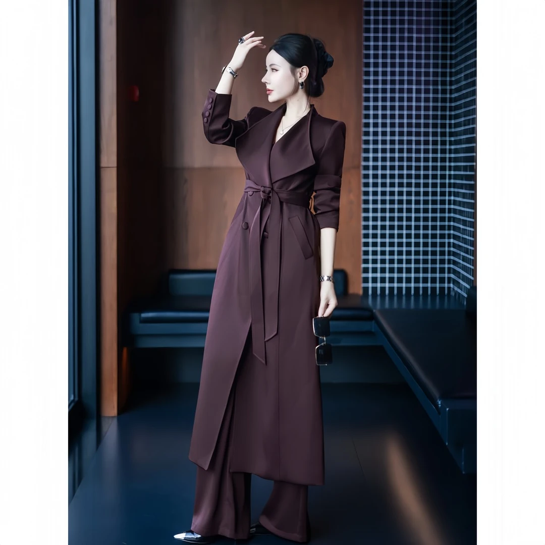 悠姿蝶高级感复古简约外套女秋季新款时尚百搭显瘦英伦风宽松女长