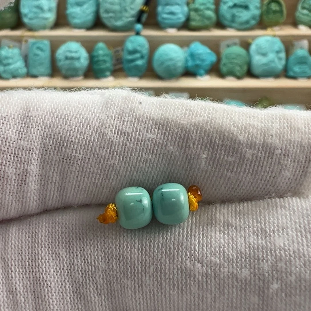 未镶嵌绿松石老型对珠5.8mm