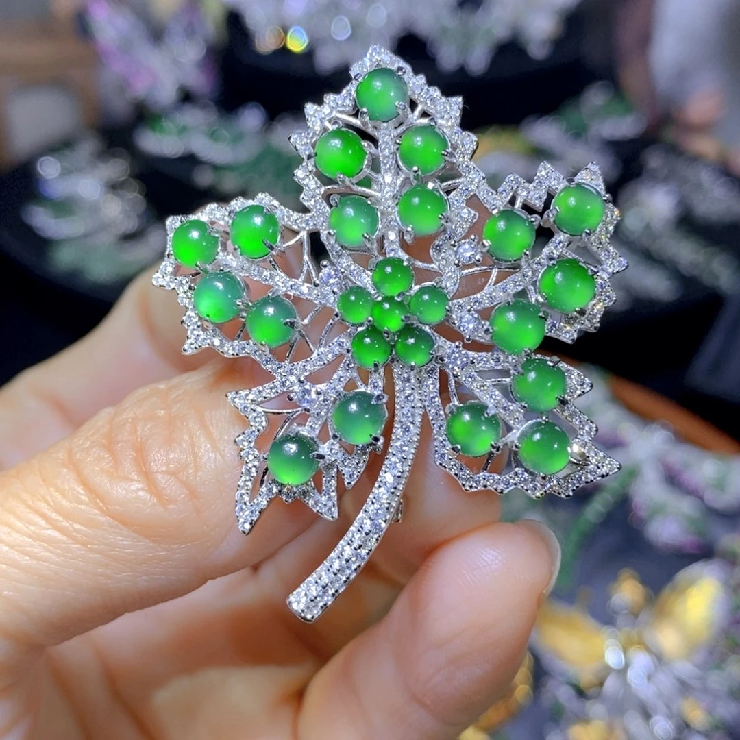 翡翠颈饰银S925镶嵌天然翡翠