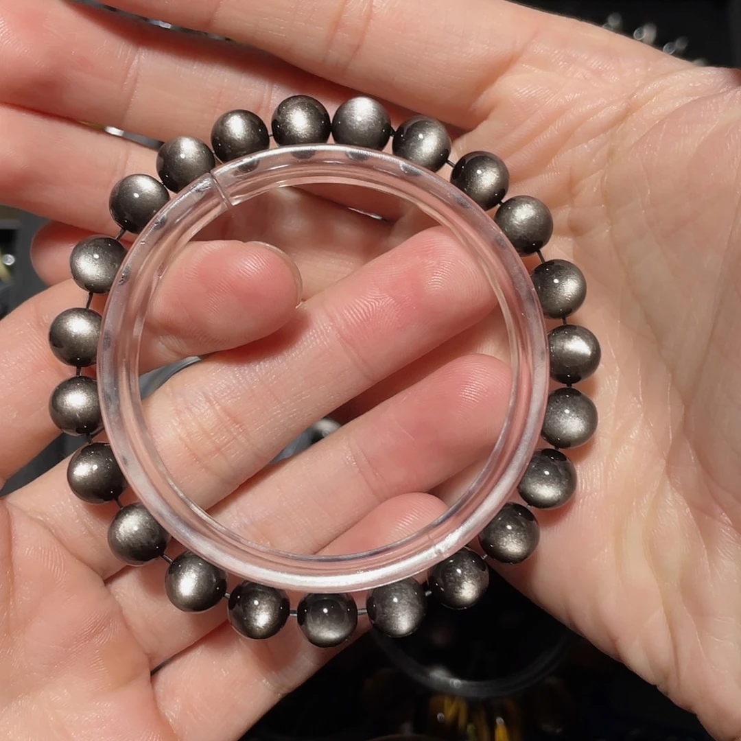 河***举黑曜岩未镶嵌手链