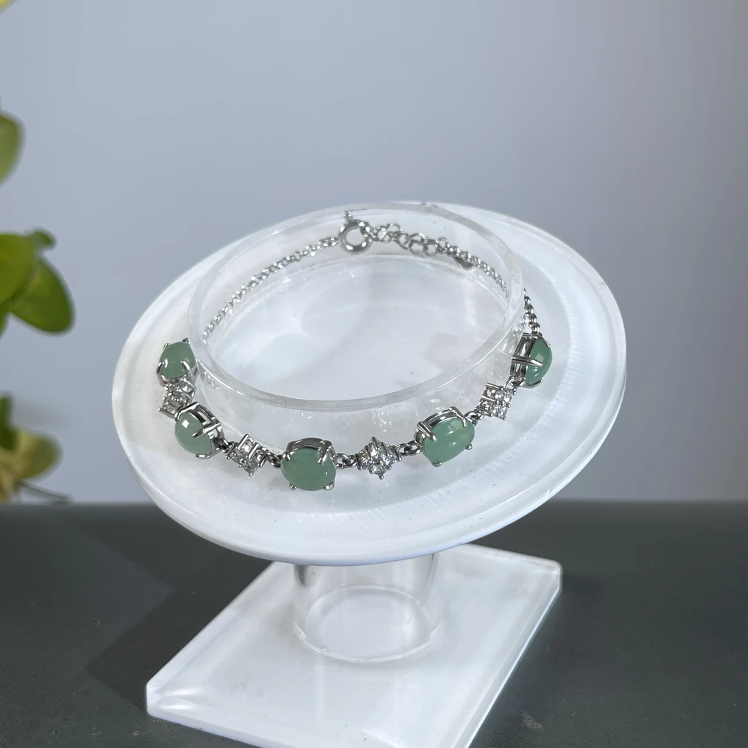 JCA20-41   天然缅甸A货翡翠  s925银镶手链