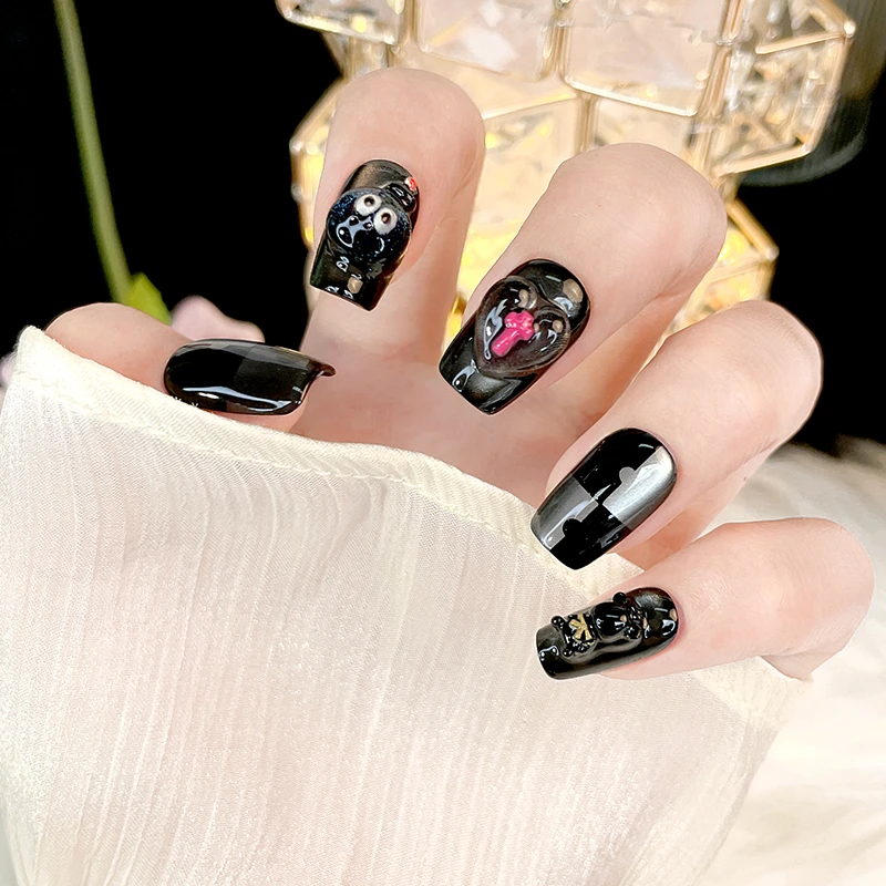 0077搞怪立体气质可爱手工穿戴甲万圣节鬼脸美甲贴片