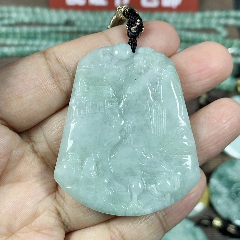 【闪购商品】翡翠颈饰未镶嵌玉吊坠翡翠玉山水牌