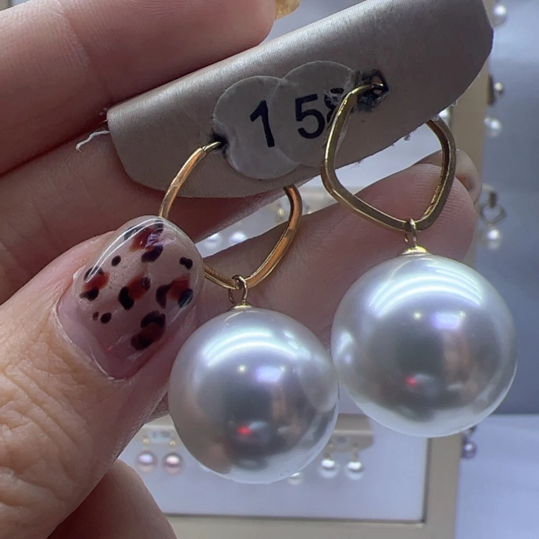 淡水珍珠耳饰18K金镶嵌