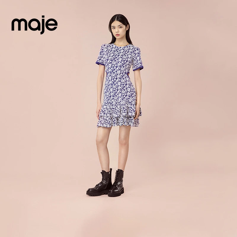 Maje春夏莫奈花园风经典休闲气质印花连衣裙MFPRO02845