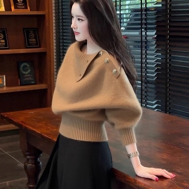 新款氛围感轻熟风时尚针织毛衣女秋季高级感潮气质巨好看长袖上衣