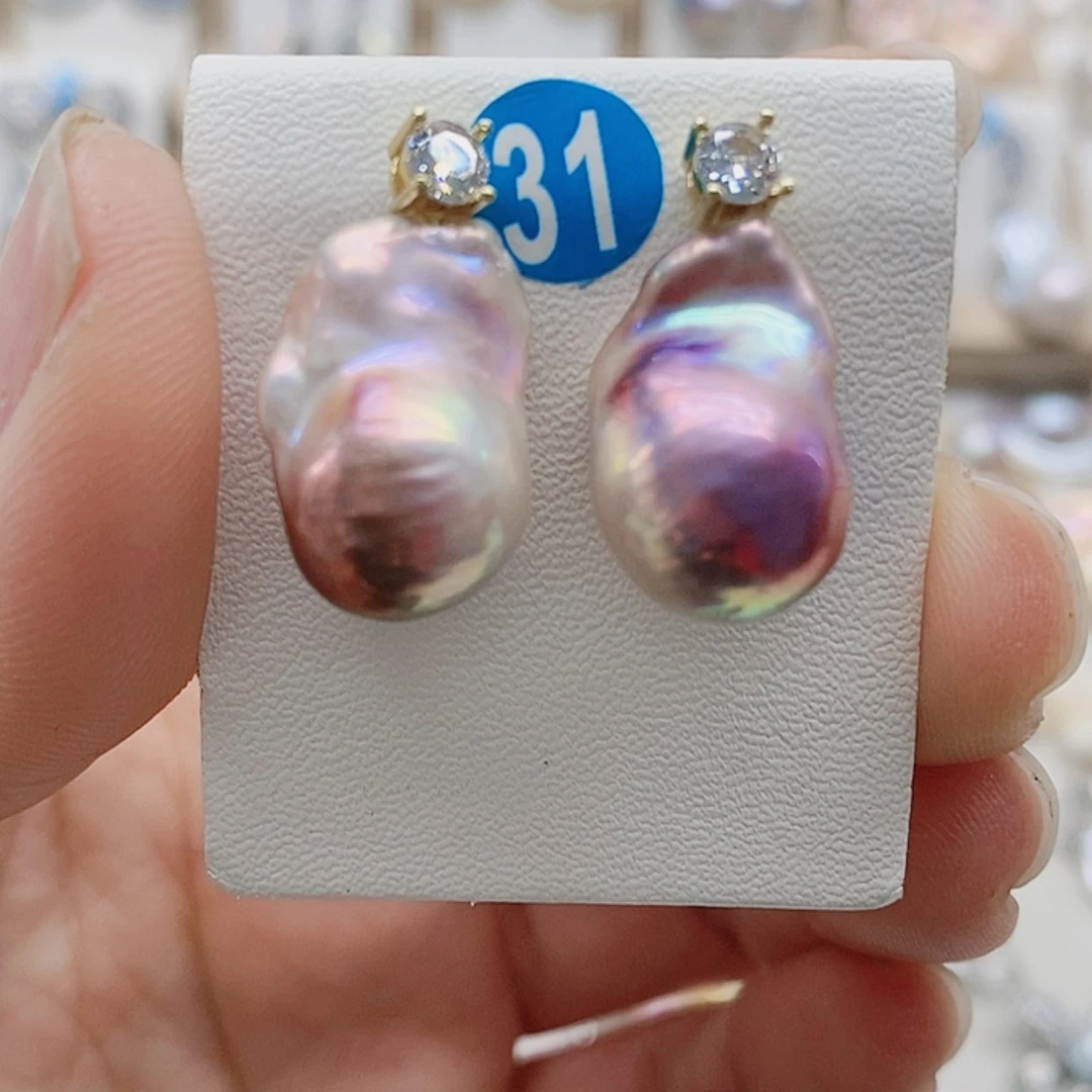 【闪购商品】淡水珍珠耳饰银S925镶嵌大*…