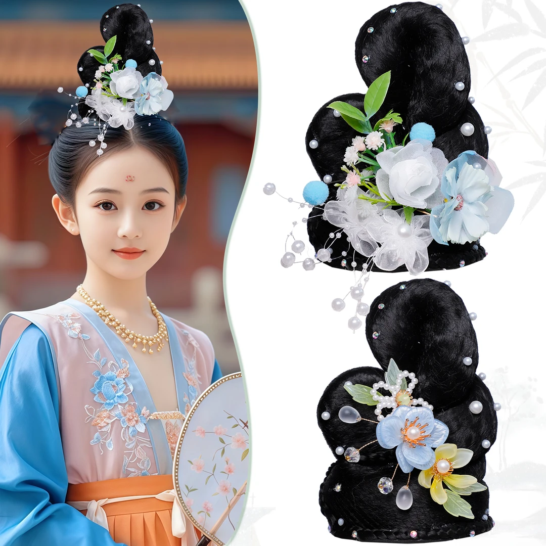 唐风儿童假发包舞台演出多款典雅百搭气质发髻古风发饰组合套装女