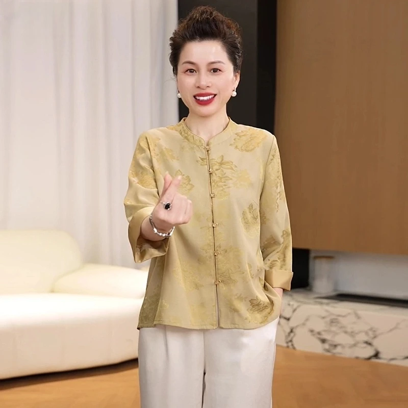 2025新款妈妈装春夏时尚套装洋气中年女装宽松两件套显瘦上衣裤子