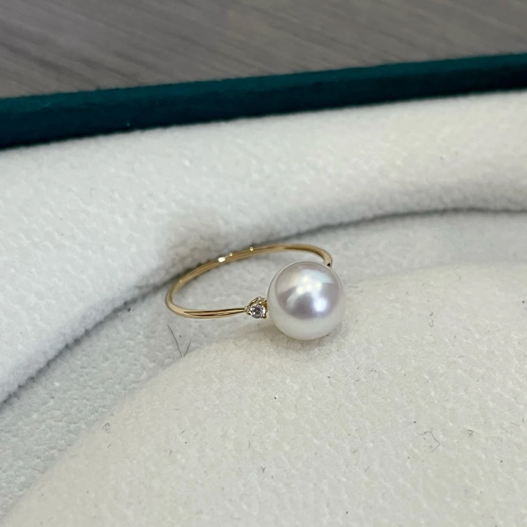 X353【真珠佳人】18K金海水AKOYA珍珠戒指7-8mm