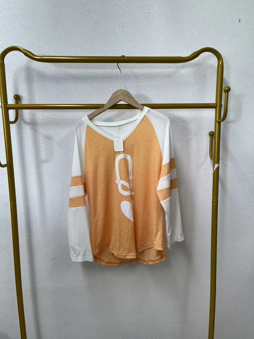 唯琳剪标   8仓B6-19-500-3款   拼色长袖V领上衣