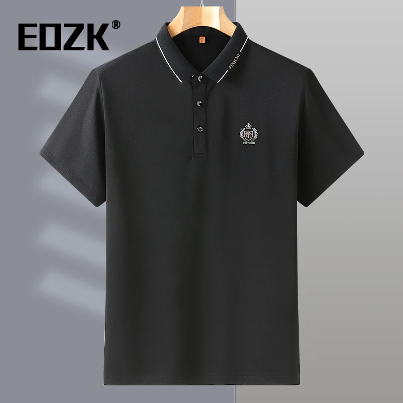 Eozk男士polo衫短袖夏翻领肥佬冰丝半袖加肥加大码T特大号休闲t恤