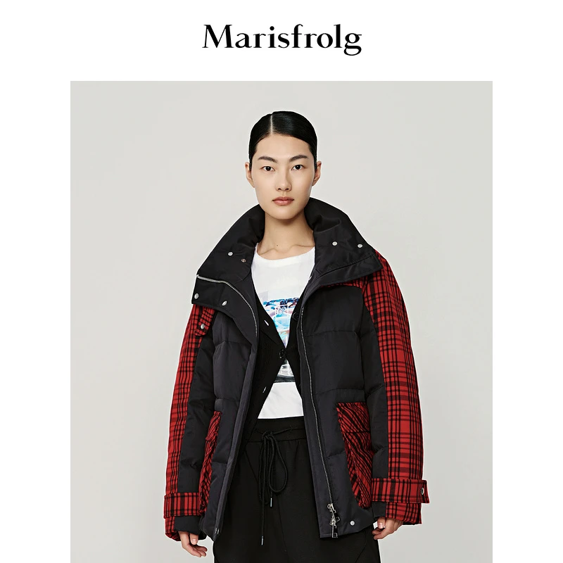 Marisfro/玛丝菲尔【短款收腰拼色】拼色立领收腰ACCX4040Y