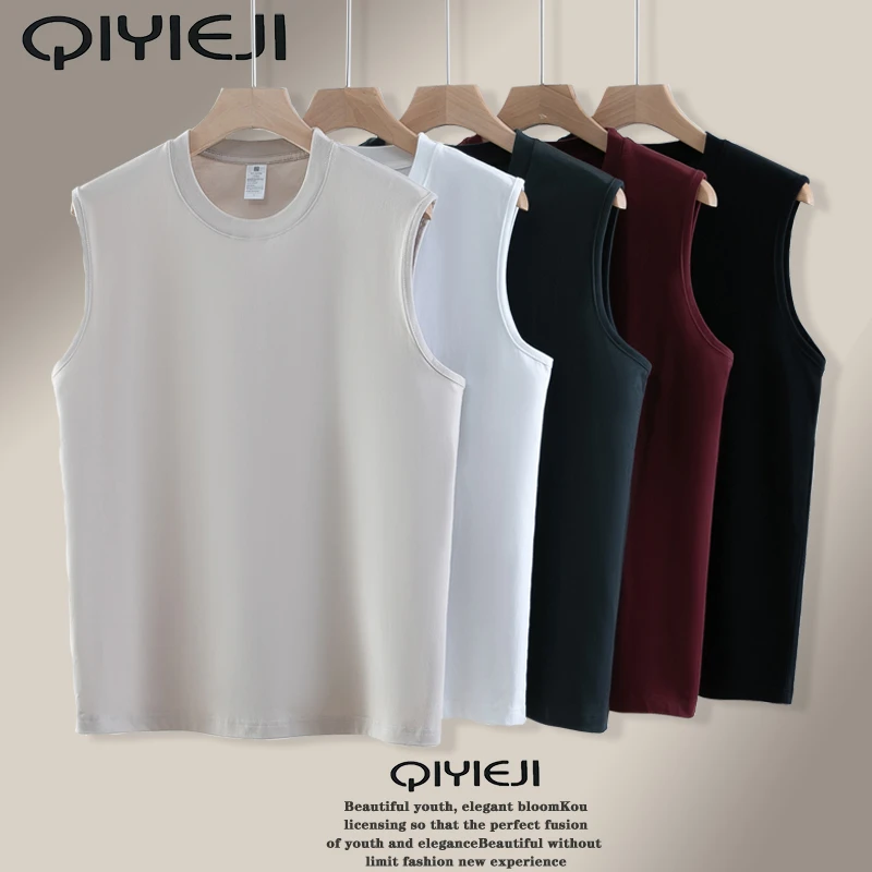 两件买一送一重磅纯棉无袖T恤衫夏季男背心内搭运动纯色上衣休闲