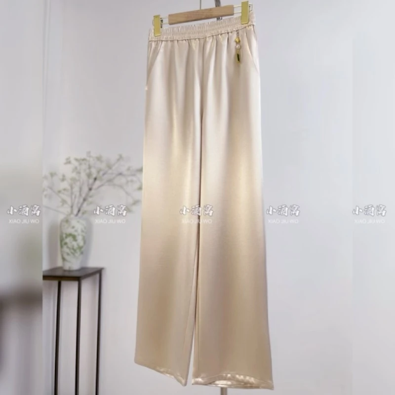 [如珠裤-加长] 小酒窝新国风 新中式气质纯色阔腿裤-100/312