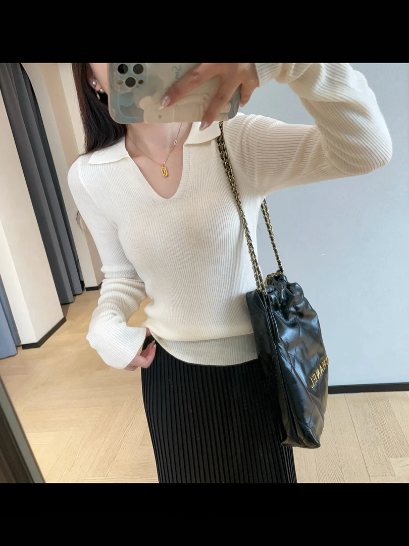 混纺翻领针织衫打底衫女秋冬季新款爆款高弹修身内搭上衣毛衣