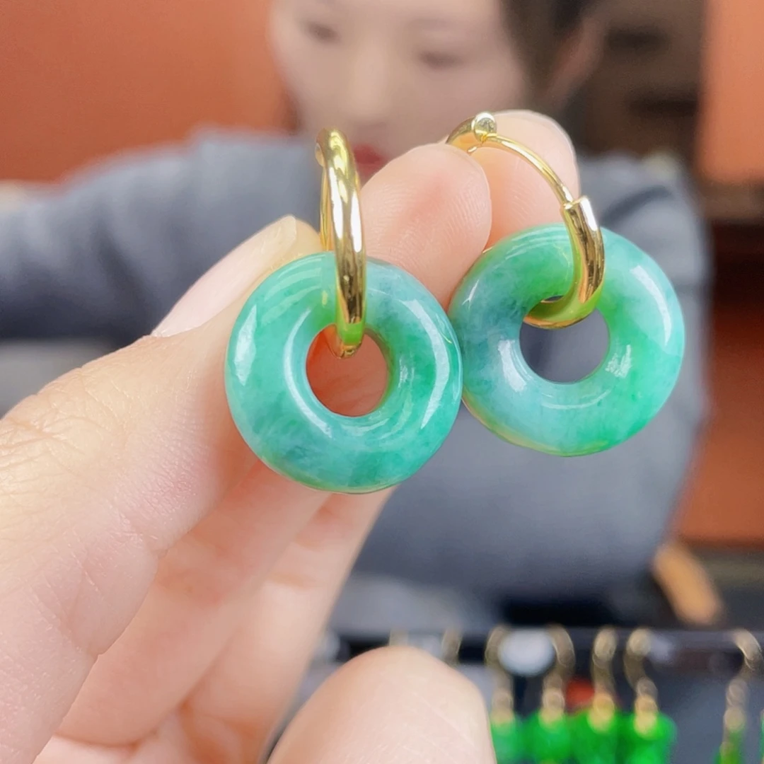 翡翠未镶嵌耳饰饰品