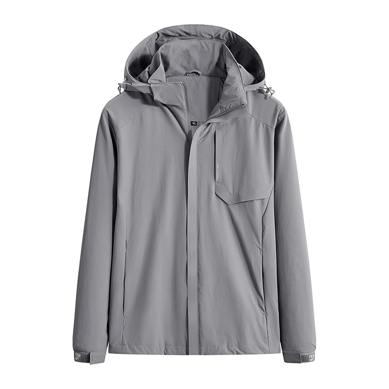 薄款长袖夏季连帽弹力春秋户外运动夹克宽松型风衣透气夹克