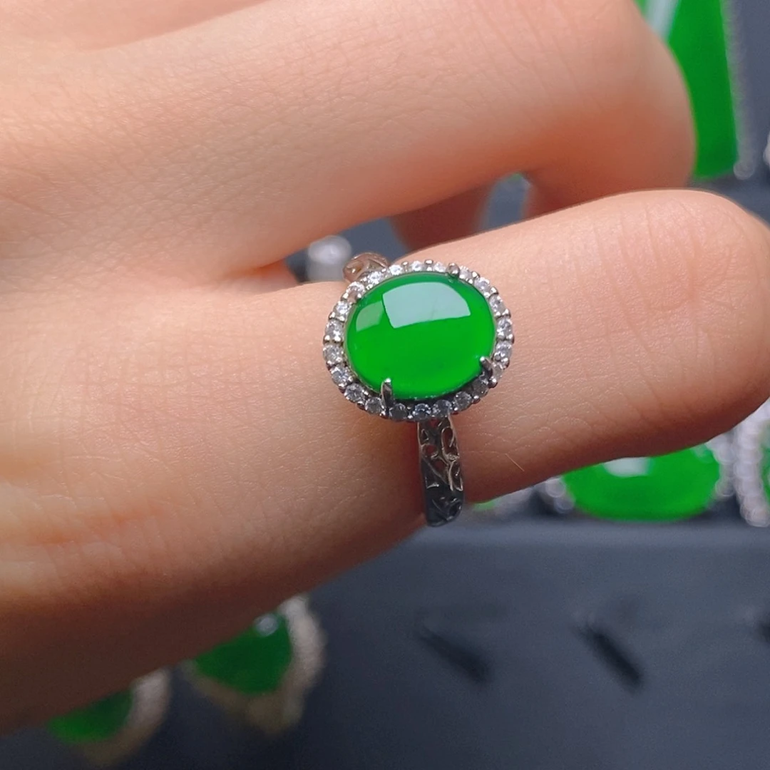 翡翠戒指银S925镶嵌