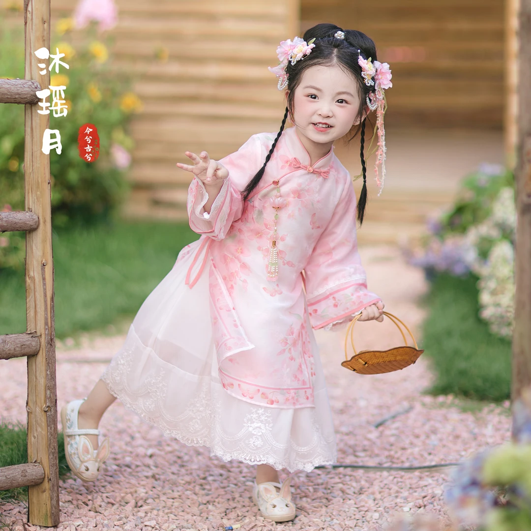 今兮古兮【沐瑶月】旗袍女童中国风秋季儿童春秋新中式汉服连衣裙