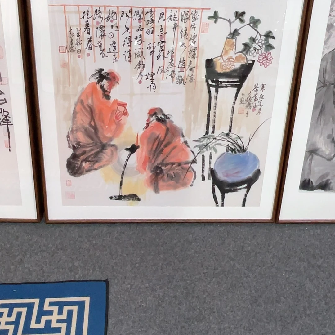 国画手绘画作品带框80/80