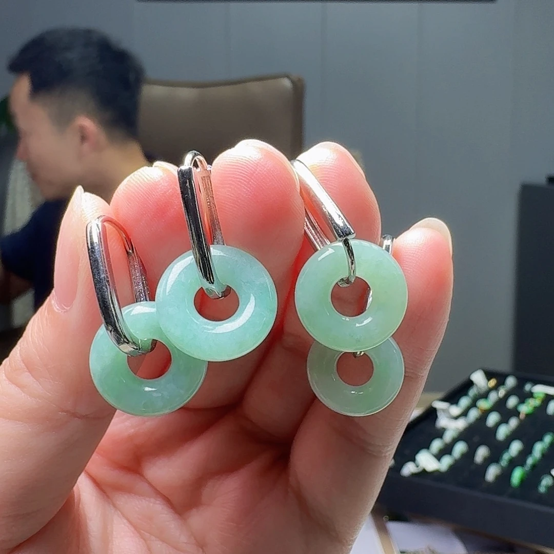 翡翠银S925镶嵌耳饰多样性发货其一