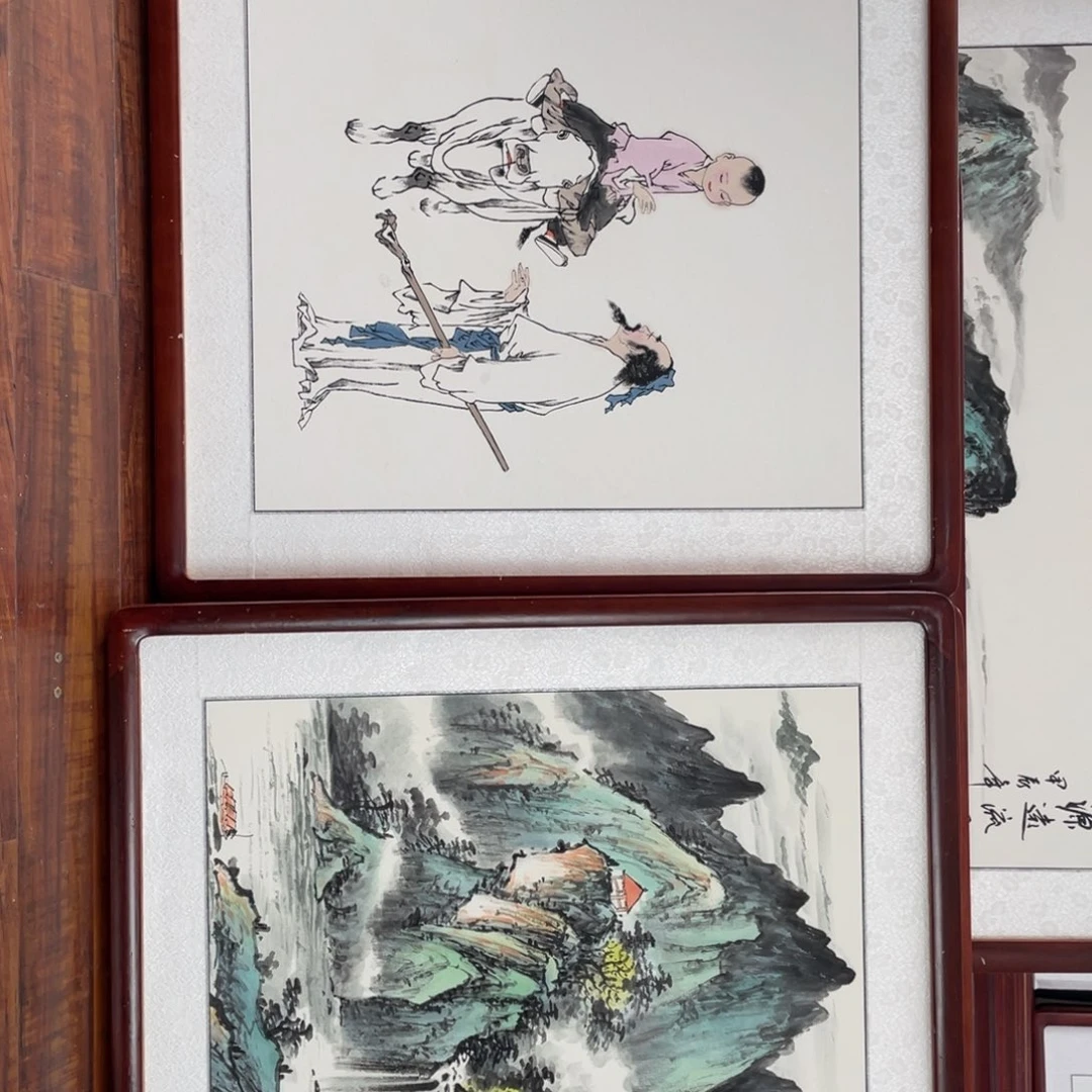 国画桃****宿带框尺寸63*63厘米