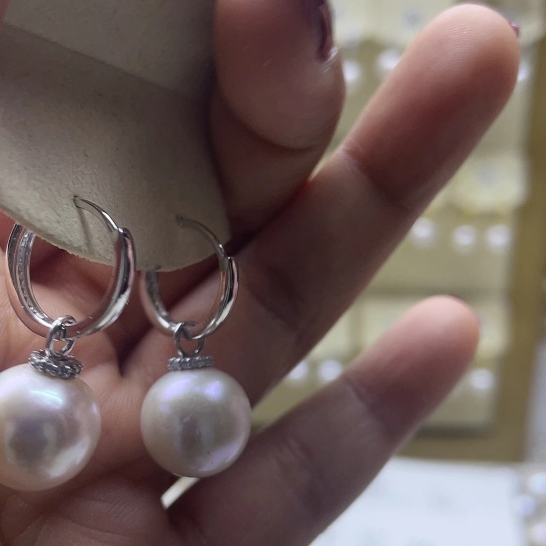 淡水珍珠耳饰银S925镶嵌
