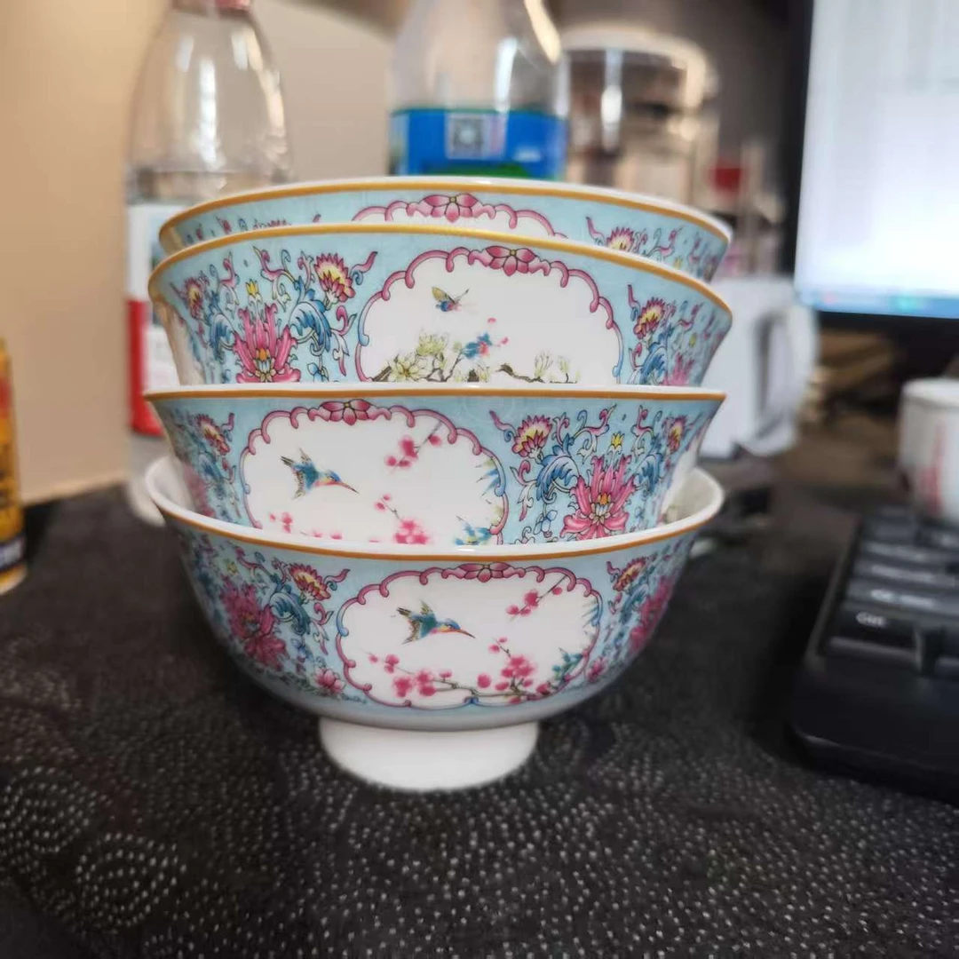 景德镇陶瓷四只珐琅碗