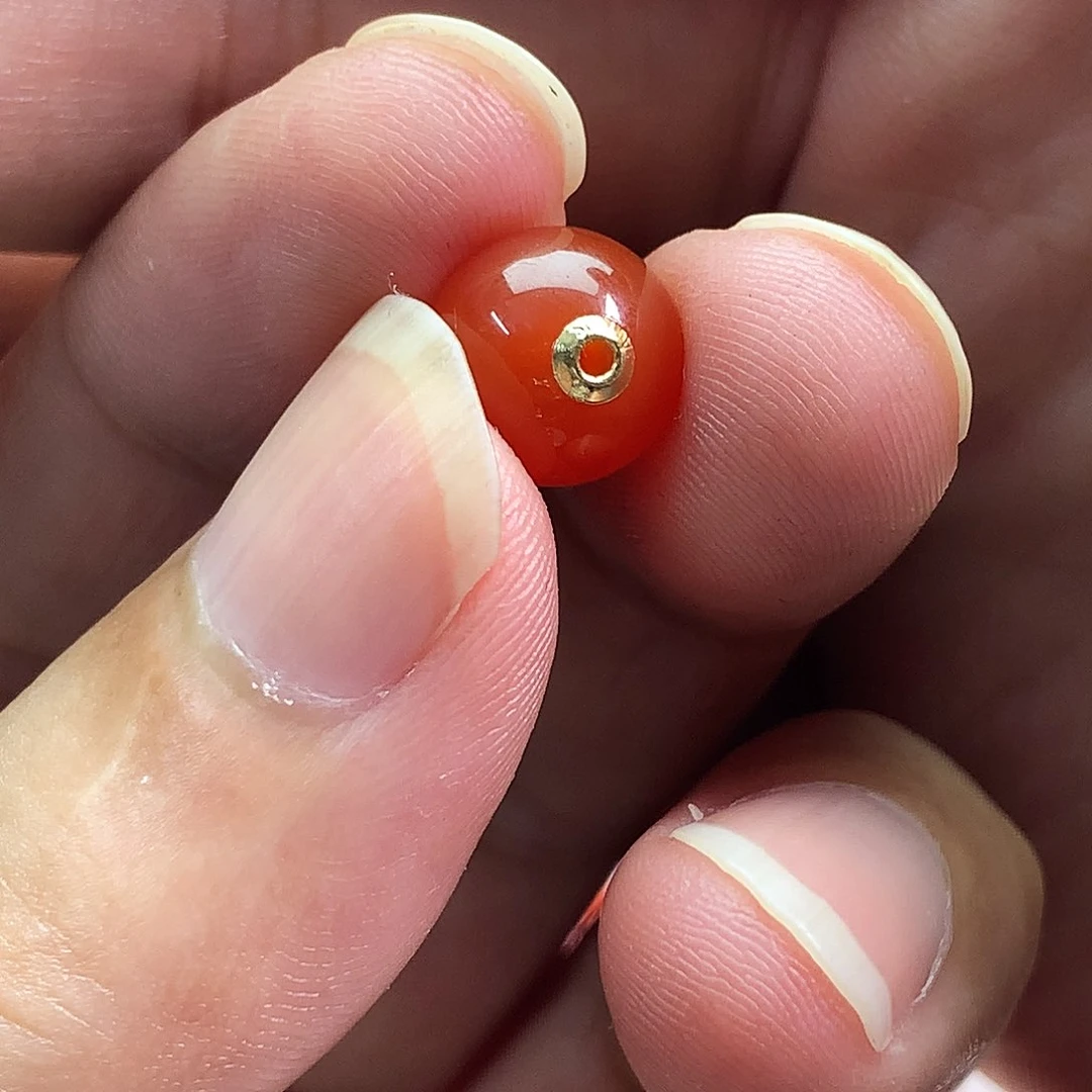 【闪购商品】南红玛瑙L圆珠10mm18K金镶嵌