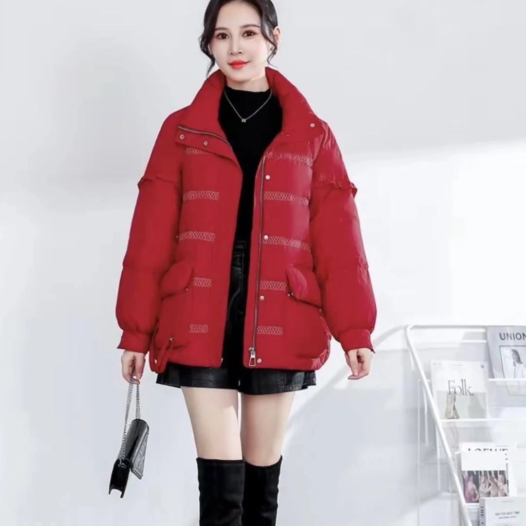 编号104宽松型女短款连帽立领时尚保暖加厚羽绒服女款休闲SY6122