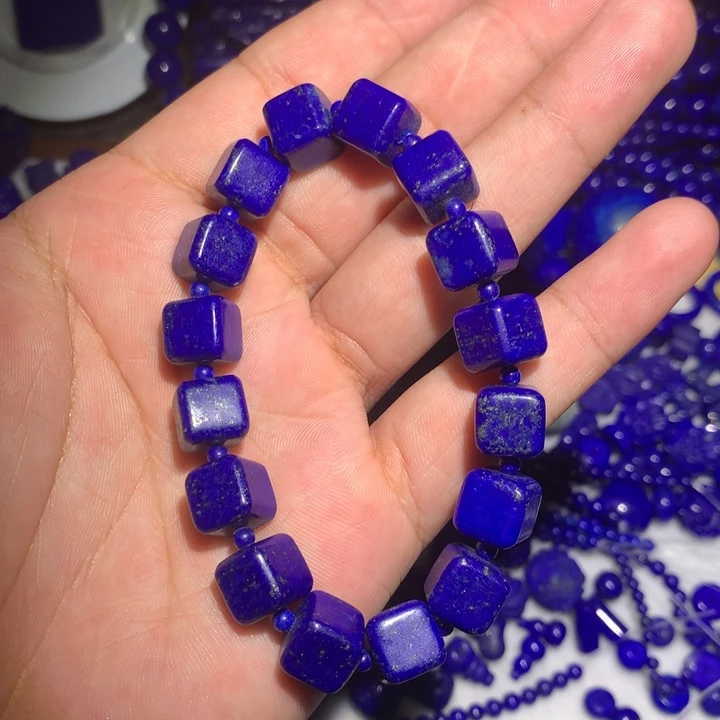 青金石未镶嵌10mm方糖手串