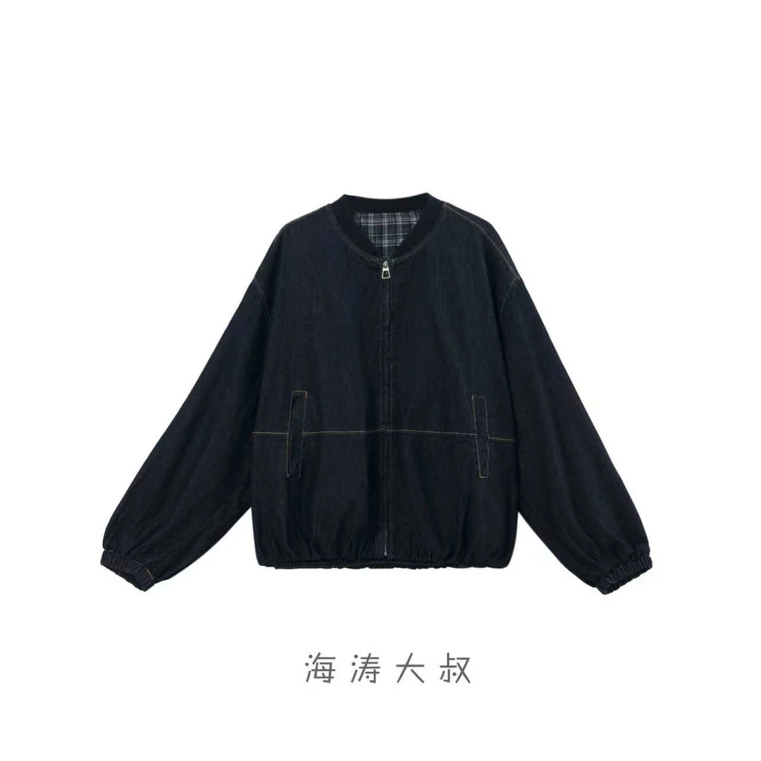 【海涛大叔】「随性洒脱」复古立领牛仔外套棒球服