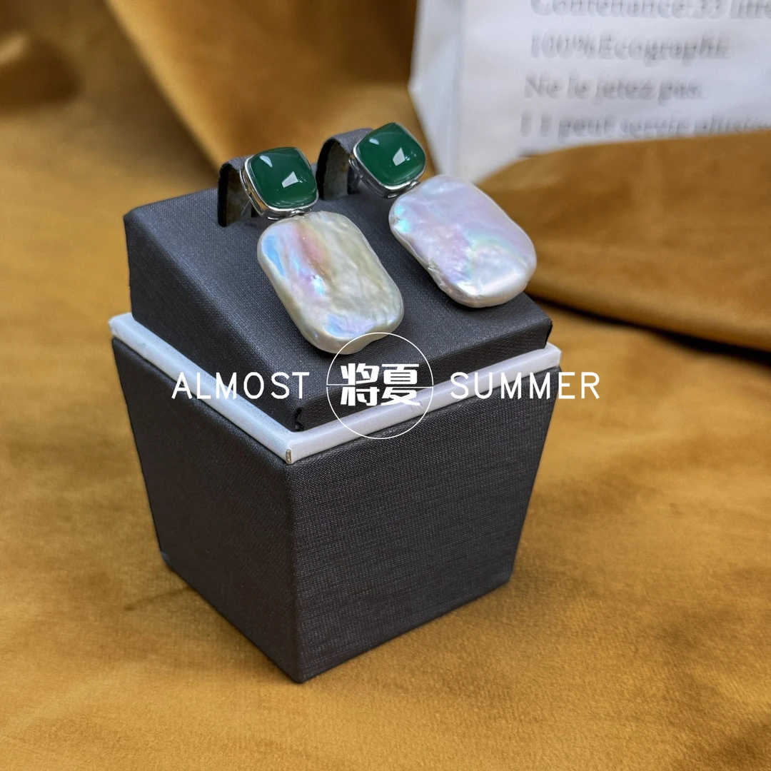 925银耳饰 【大方片东陵耳钉】将夏