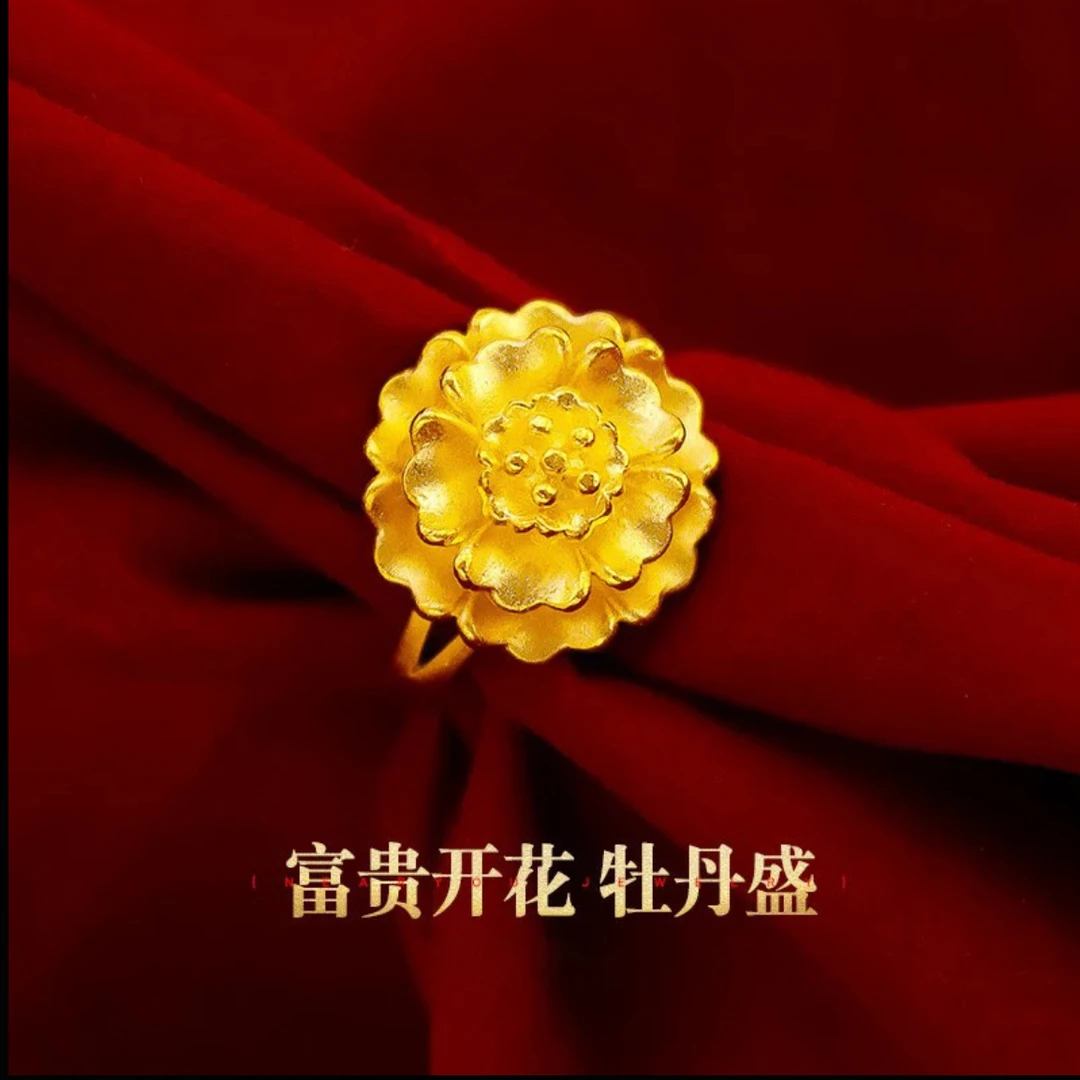 【现货现发】富贵花开牡丹花复古花朵戒指富贵花戒指ZD0418