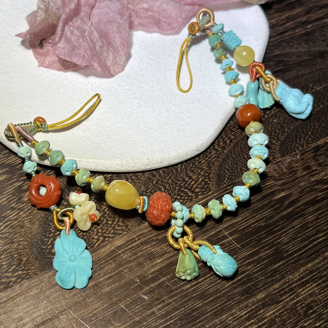 【桦雅】绿松石多宝-双挂双侧-手机链-A2750