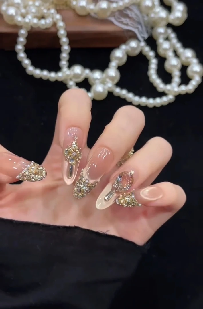 【天使之泪】纯手工腮红满钻爆闪气质显白可拆卸式穿戴甲