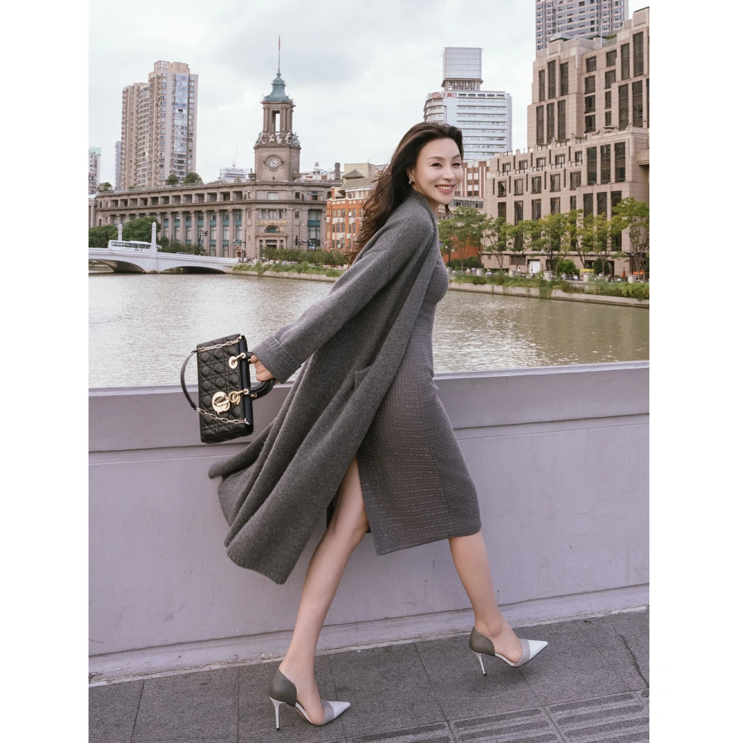 【YSU】春秋款高级柔软浴袍风衣慵懒宽松绒绒针织外套Y34019