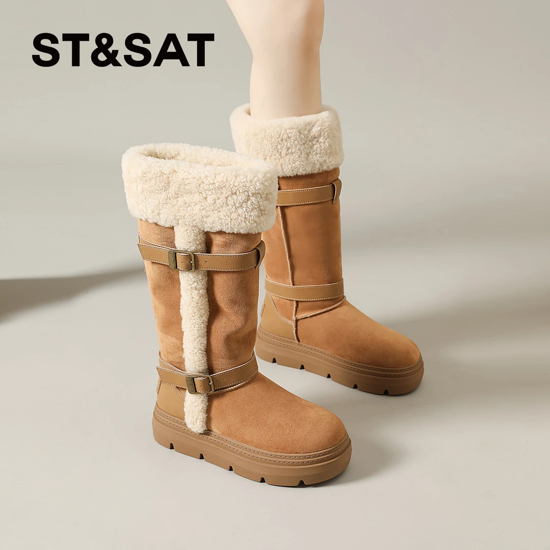 星期六马丁靴女款2025新款冬季时尚高筒雪地靴加厚轻奢保暖女靴子