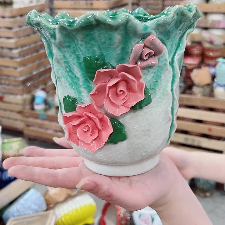 有孔.凑单10元陶瓷花盆发货！