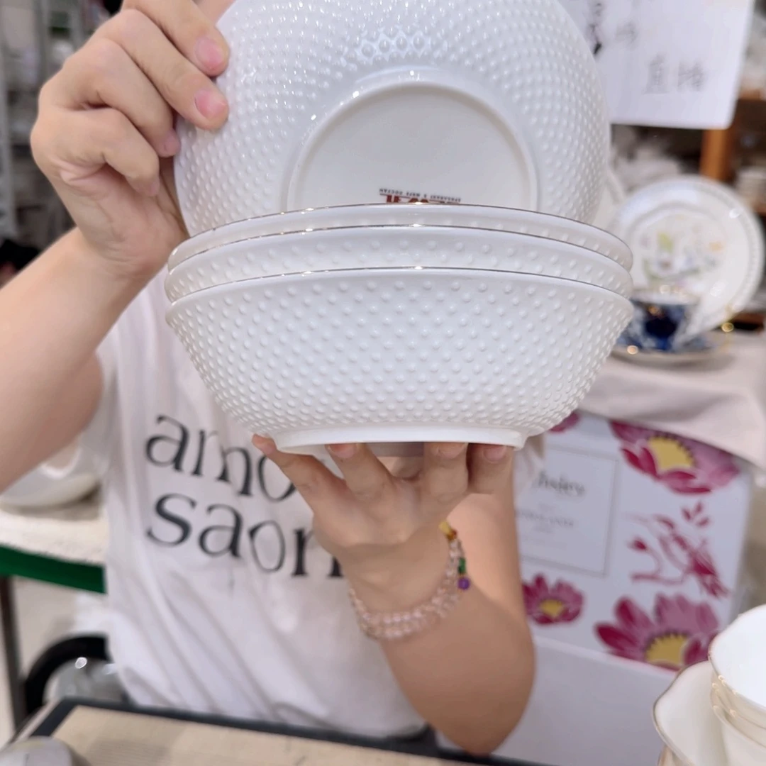骨瓷7英寸饭碗18cm6个外贸骨瓷微瑕
