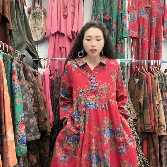 织绣招财猫麻裙8555-2